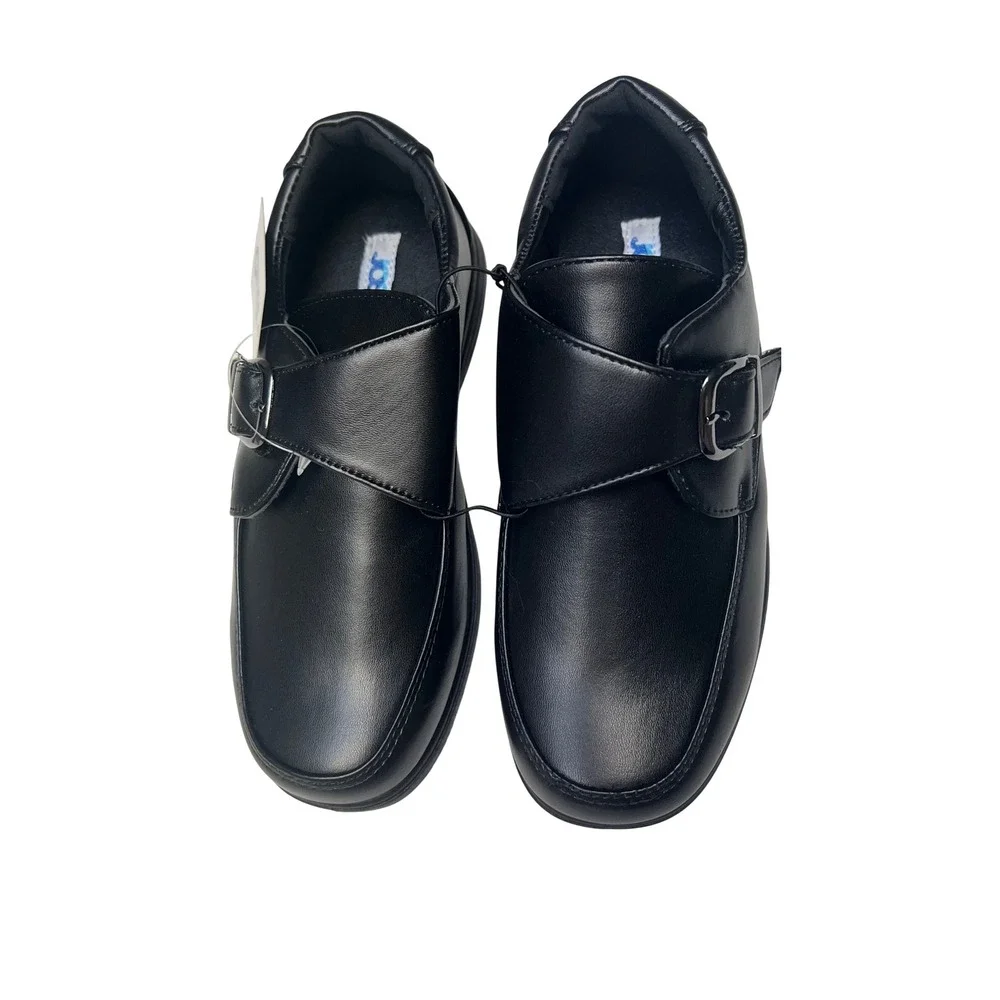 Josmo Boys Back to School Shoes Sz 3 Big Kid Black Strap Buckle Loafers New